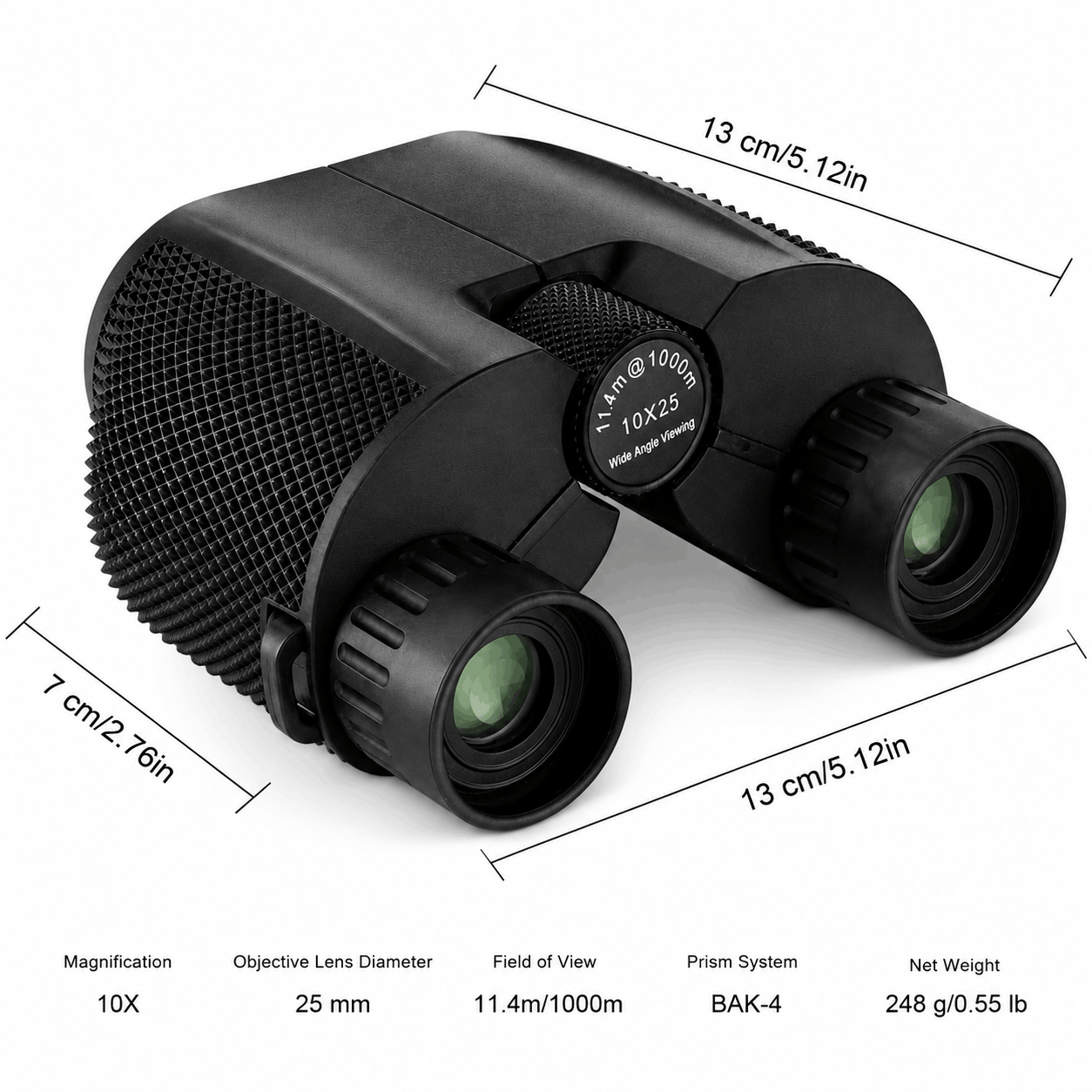 Компактен бинокъл 10x25 с BAK-4 призма и FMC покритие