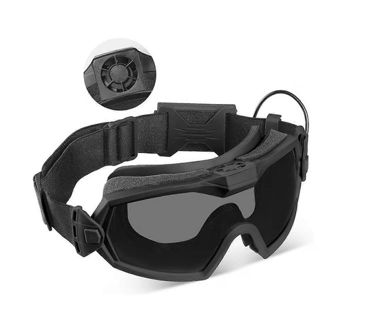 Taktická ochranná maska, brýle s vestavěným ventilátorem, Anti-Fog
