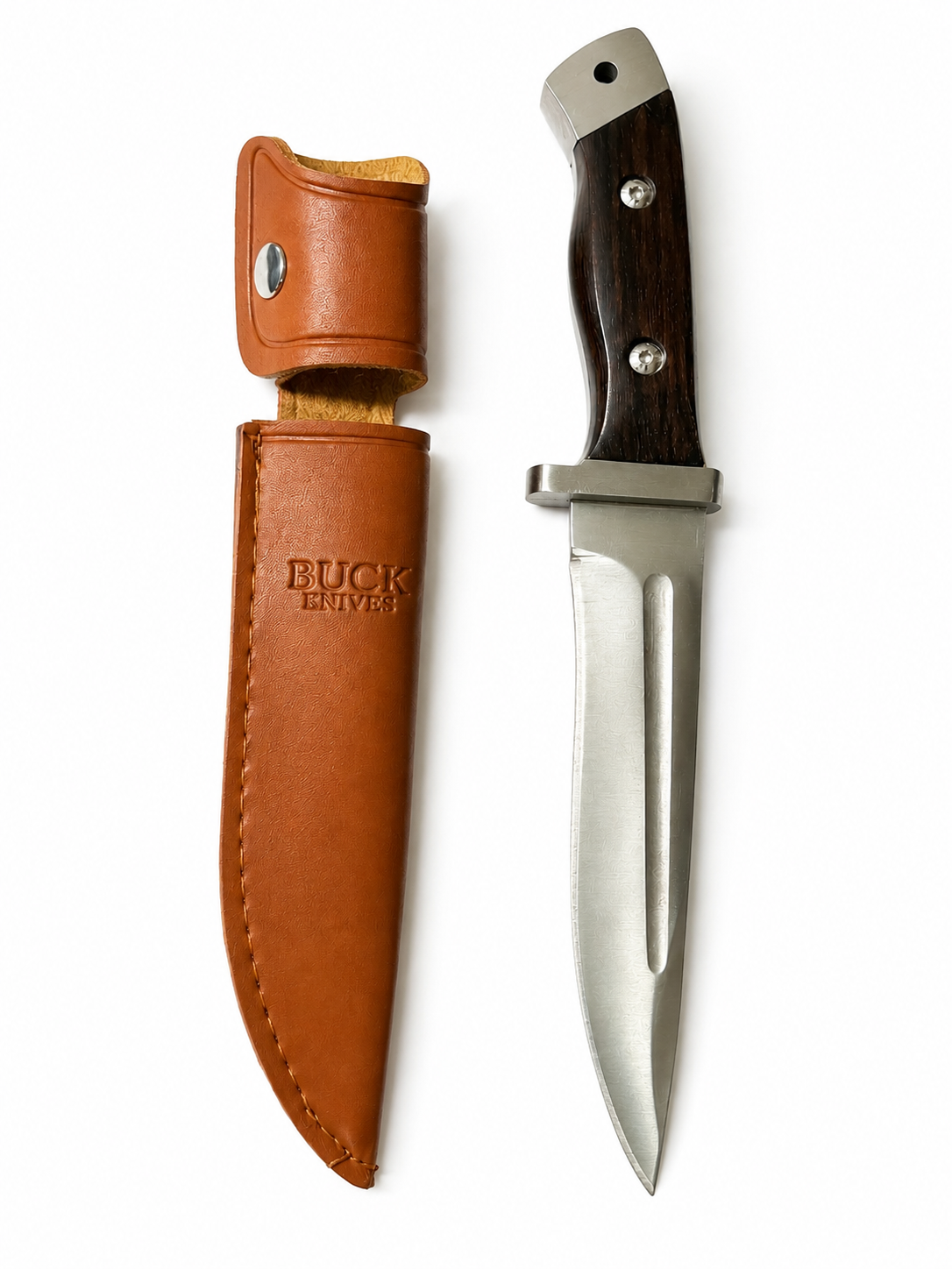 Outdoor nůž BUCK mahagon s koženým pouzdrem