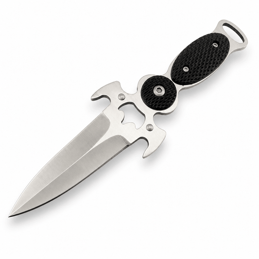 Cuțit compact Black AirSoft DAGGER, cu husă și lanț