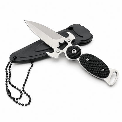 Kompaktes Messer Black AirSoft DAGGER mit Etui und Kette