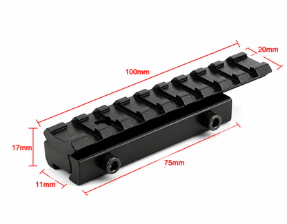 BlackAirsoft Enforose 11 mm към 21 mm Weaver/Picatinny адаптер за монтаж на оптика – 9 слота, нисък профил