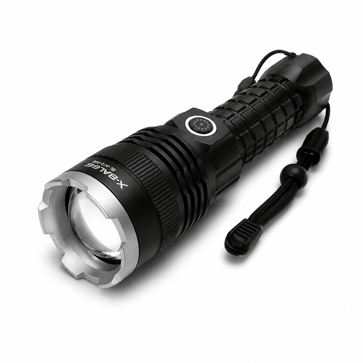 Leistungsstarke LED-Taschenlampe X-BALOG P50 mit Akku und USB-Ladefunktion – 17 cm