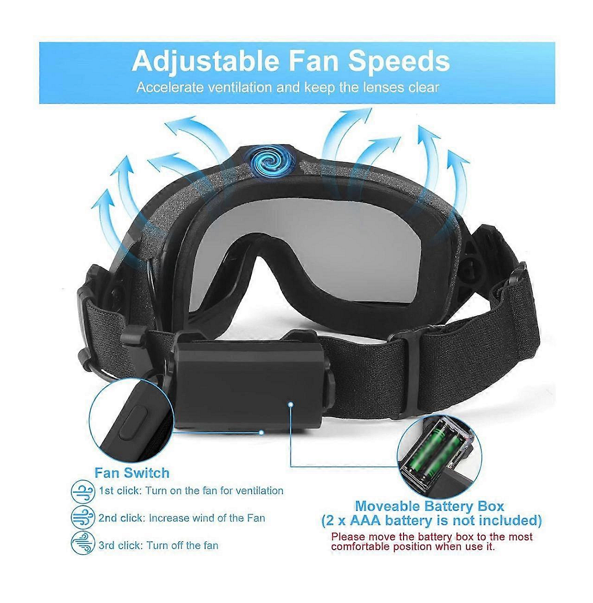 Taktická ochranná maska, brýle s vestavěným ventilátorem, Anti-Fog