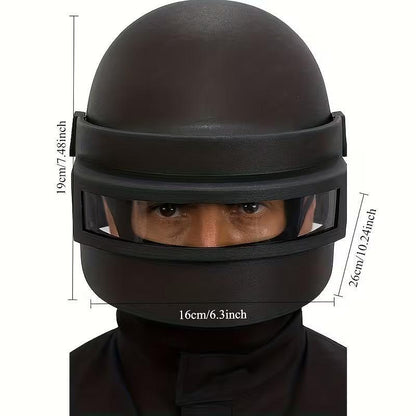 Taktická ochranná helma s hledím – SWAT styl, černá