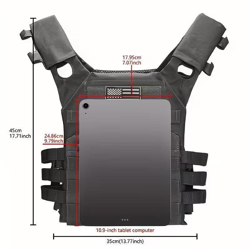 Taktická vesta Plate Carrier, systém MOLLE, nastavitelná
