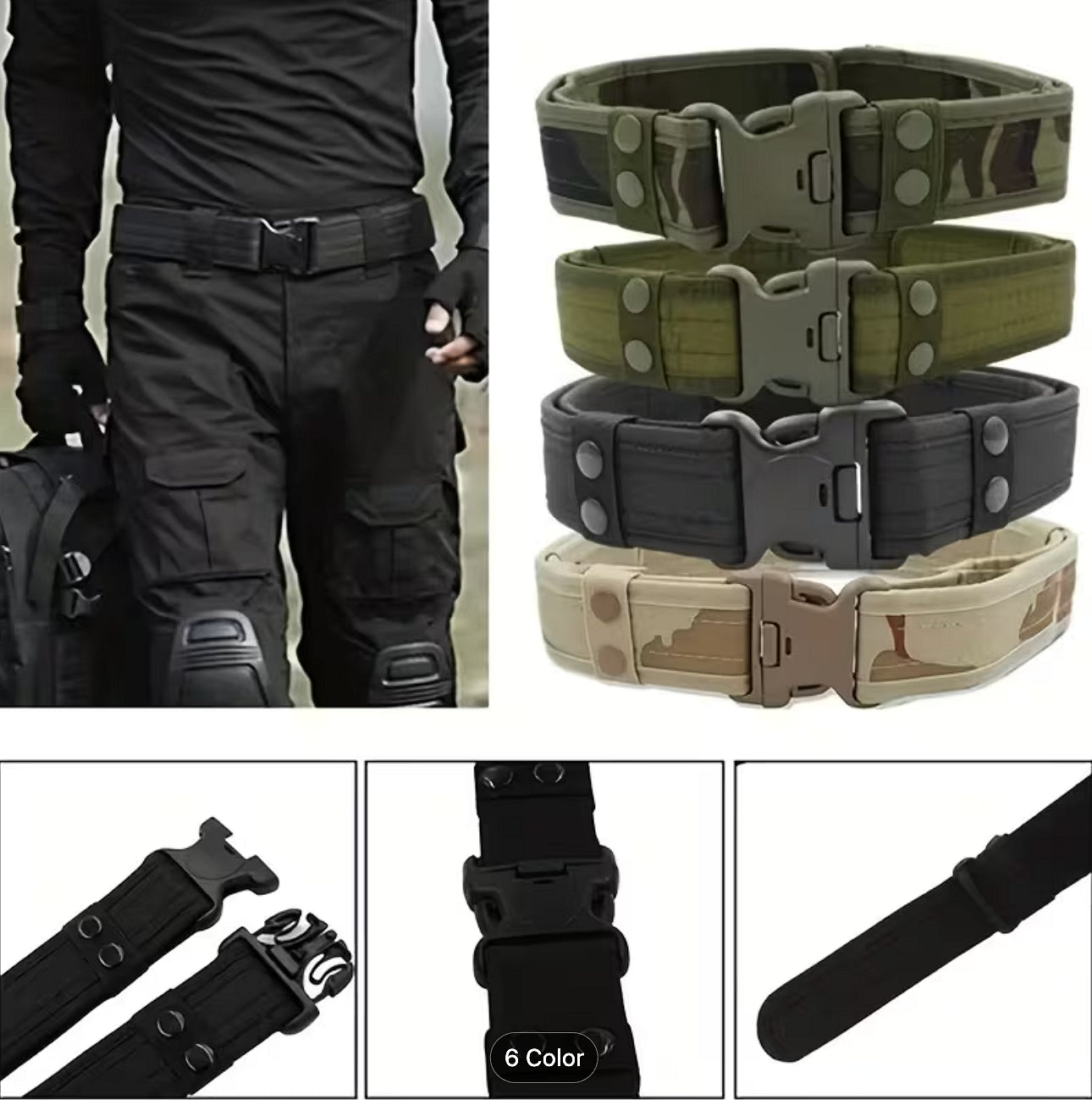 Taktický široký opasek 5 cm s rychlou sponou, 125 cm