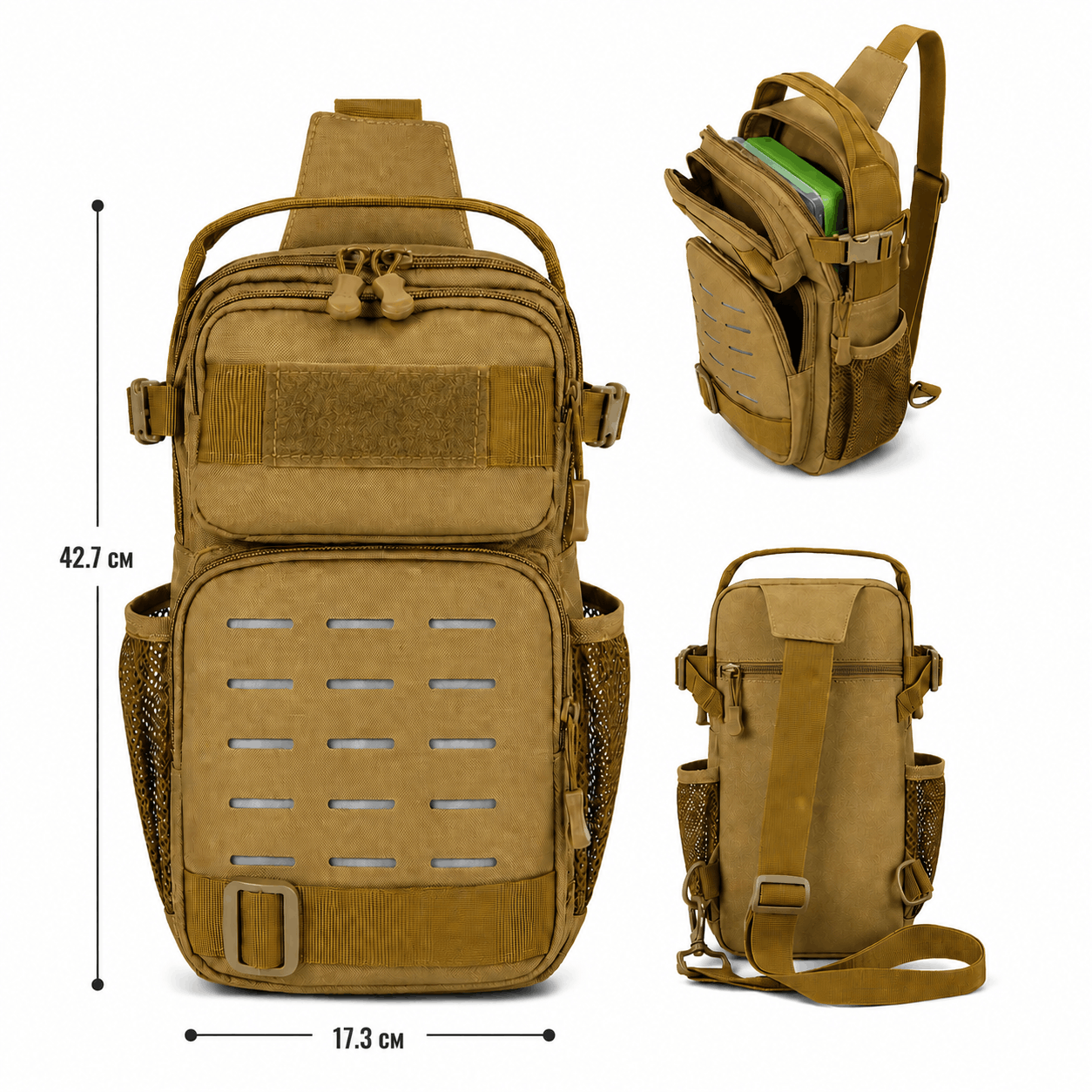 Taktický EDC batoh 10L s jedním popruhem a MOLLE systémem