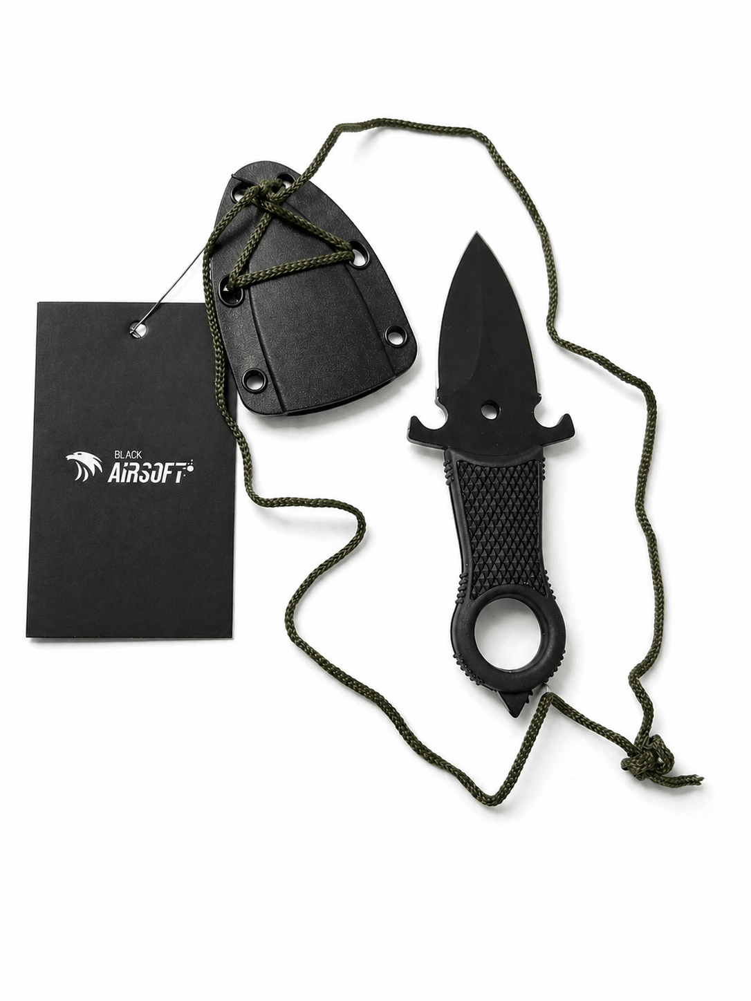 🎁 Taktický nůž Halo Black Airsoft na krk s pouzdrem (100% sleva)